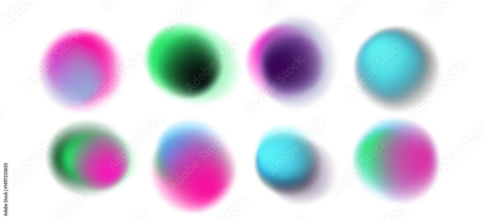 Fototapete colorful vector spheres with soft blurred edges, using the trendy fluid gradient mesh style, embraci