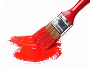 A bright red paintbrush touches a smooth white canvas, bringing color to life with each stroke.