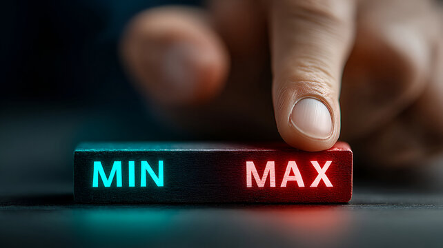 Concept visualization of a finger selecting maximum value on an illuminated block