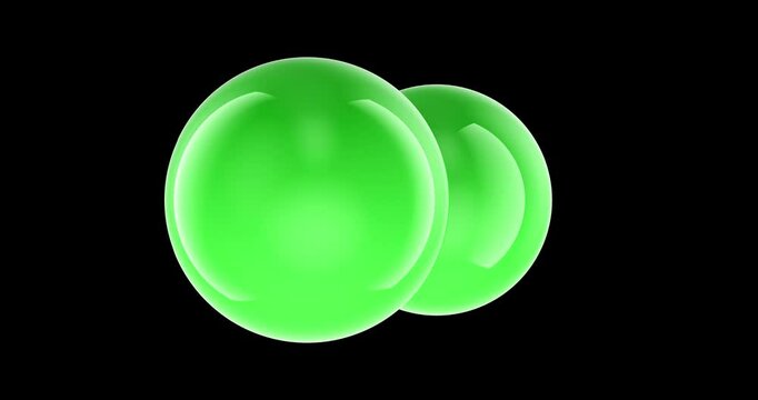 Chlorine, Cl2 Molecule. 3D Rotating Animation, Seamless Loop. 3D rendering isolated on transparent background