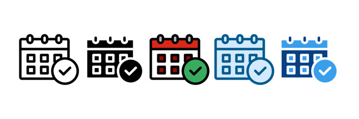 Calendar Schedule Icon Set Multiple Style Collection