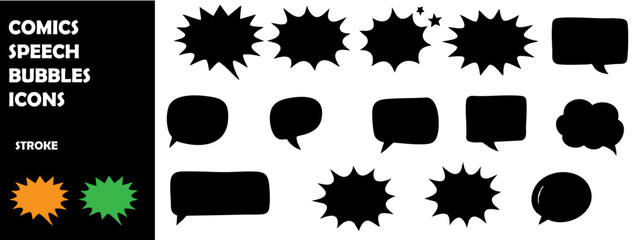 Comics Speech Bubbles Vector Icon Set