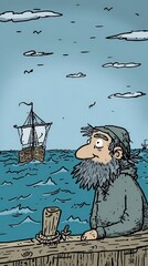 Sailor Gazing at Distant Vessel