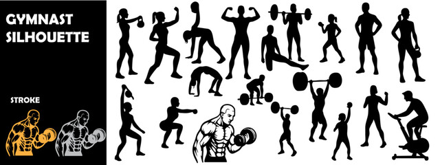 Gymnast fitness  gym Silhouette Vector