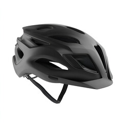 Sleek, matte black bicycle helmet showcases modern design and safety features with aerodynamic vents