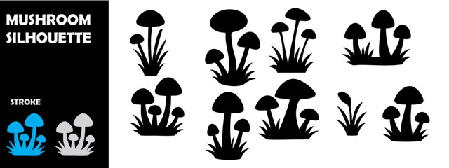 Mushroom Silhouette Vector set Illustration