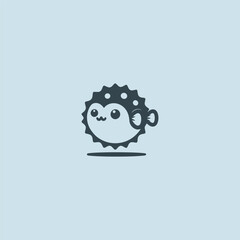 Pufferfish logo in clean and creative illustration design.