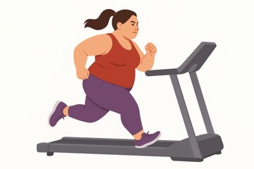 Woman running on treadmill focused on fitness and health journey