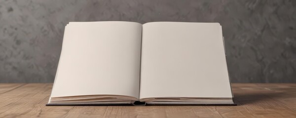 Fototapeta premium Empty vertical photo album mockup, blank pages ready for design , aesthetic, simple, space