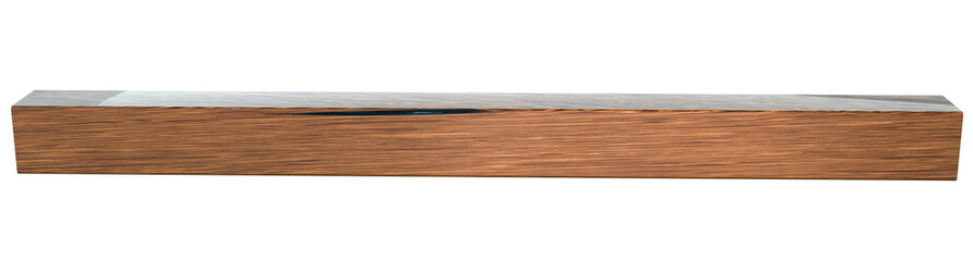 Solid Wood Beam: A 3D render of a rectangular wooden beam with a rich, natural grain, isolated on a transparent background.