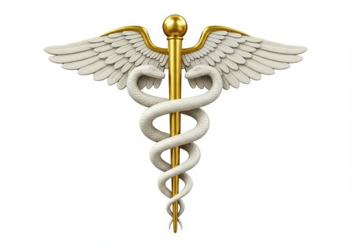 Caduceus medical symbol, isolated on white background