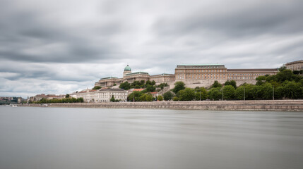 Obraz premium stunning view of buda castle iconic symbol of budapest set against soft light background