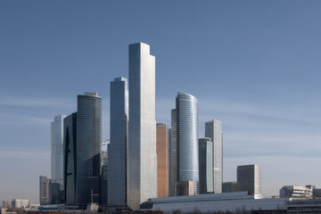 collection of ultrabright skyscrapers from top  cities of cis standing tall against clear blue sky