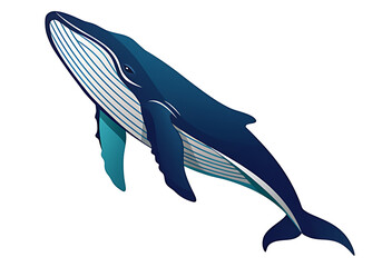 Fototapeta premium Elegant Blue Whale Illustration Swimming Upwards in Teal and White Oceanic Hues