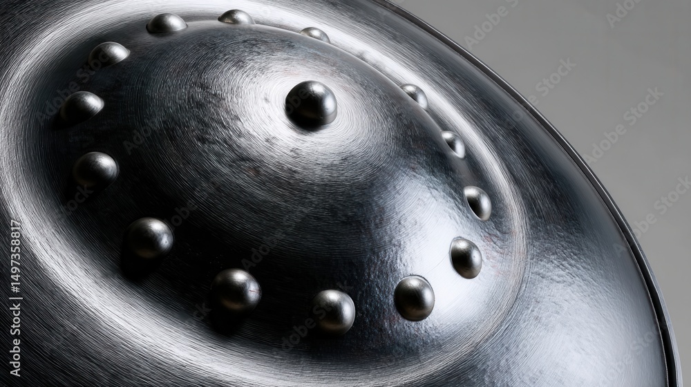 Poster a metal object with a black surface and many small black dots