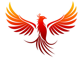 Obraz premium Majestic Fiery Phoenix Illustration Symbolizing Rebirth and Strength