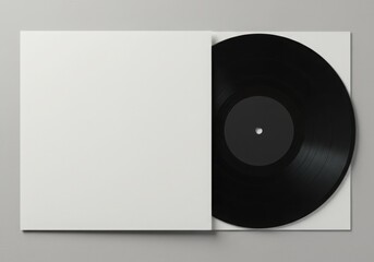 Vinyl record mockup on gray background for album cover design and music promotion
