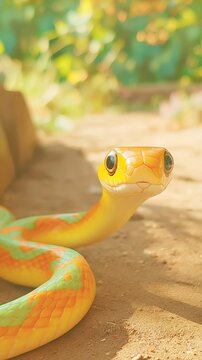 Curious Yellow Snake Portrait