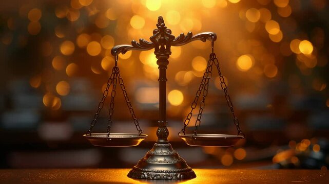 A close-up of a vintage brass scale symbolizing justice and balance.