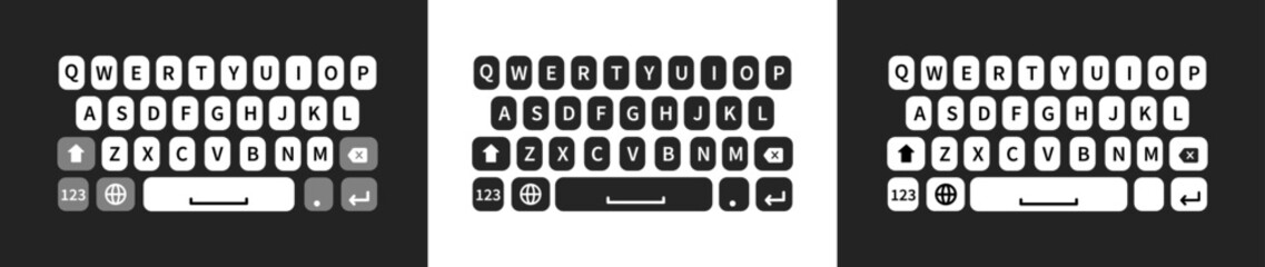 Mobile Phone Keyboard Interface &ndash; QWERTY Chat Template in Flat Vector Style