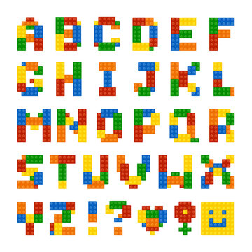 Colorful building blocks toy alphabet shape clip art