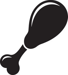 Chicken Leg Silhouette Vector | Flat Black Vector Art for Food Icon Illustration