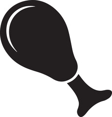 Chicken Leg Silhouette Vector | Flat Black Vector Art for Food Icon Illustration