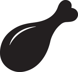 Chicken Leg Silhouette Vector | Flat Black Vector Art for Food Icon Illustration
