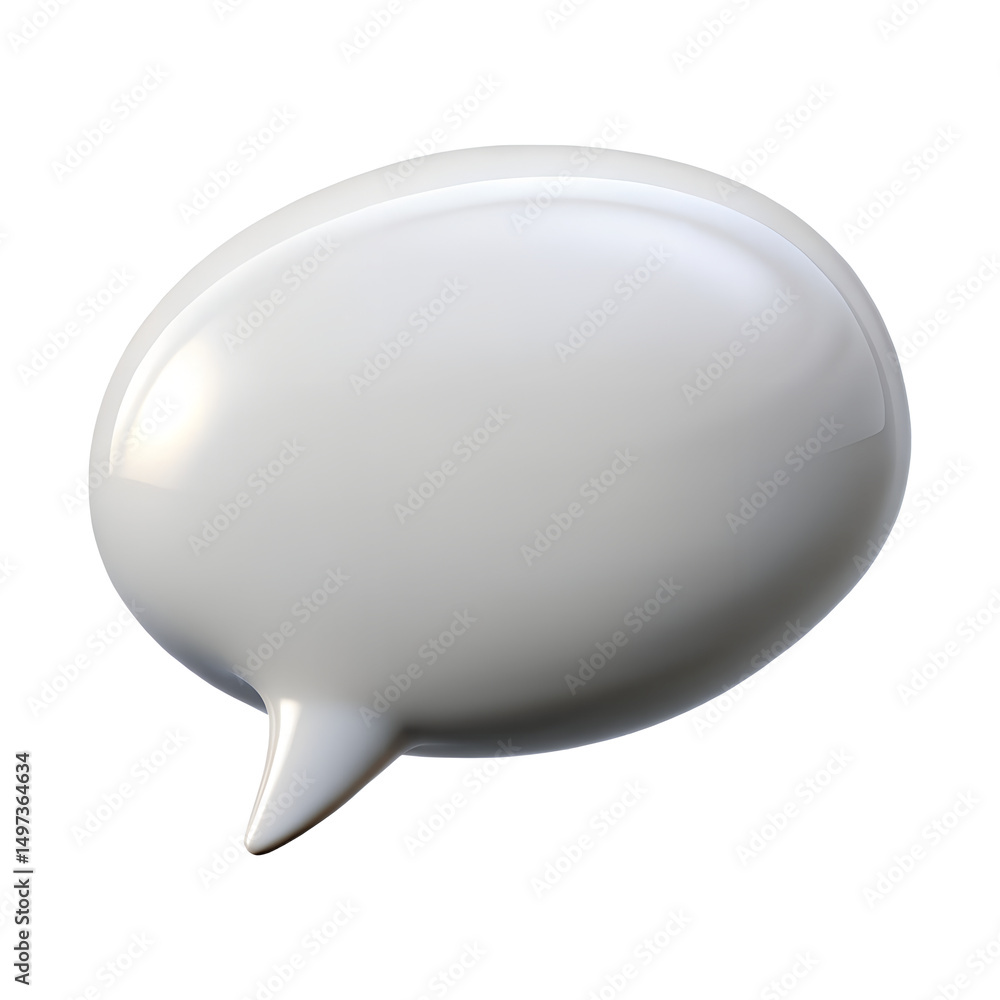 Poster 3d render of a glossy white speech bubble isolated on transparent background