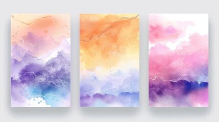 Abstract watercolor backgrounds in soft pastel colors