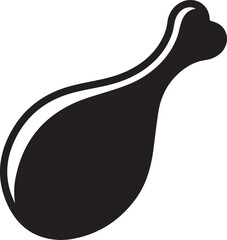 Chicken Leg Silhouette Vector | Flat Black Vector Art for Food Icon Illustration