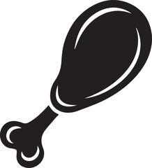Chicken Leg Silhouette Vector | Flat Black Vector Art for Food Icon Illustration