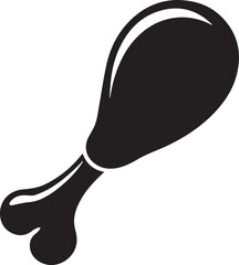 Chicken Leg Silhouette Vector | Flat Black Vector Art for Food Icon Illustration