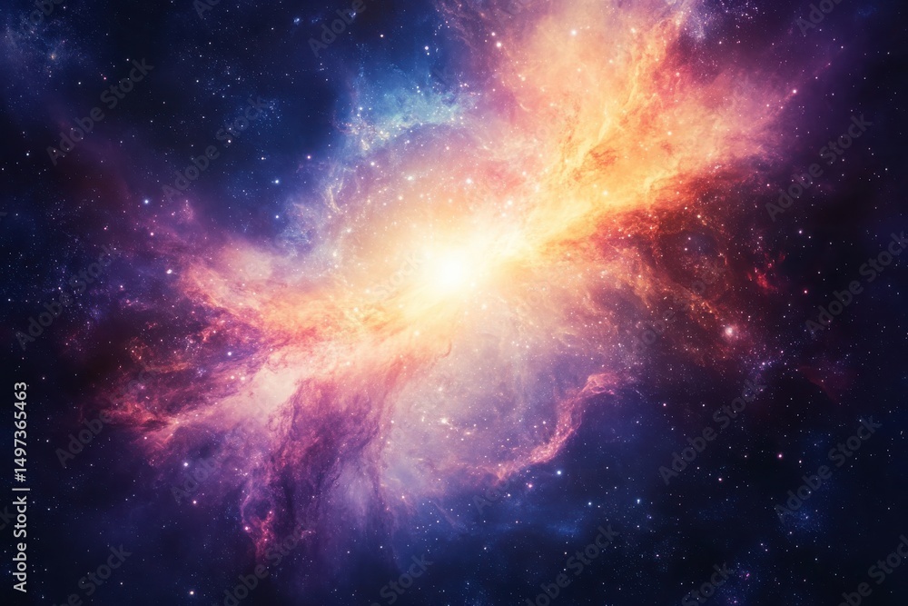 Poster mesmerizing celestial events visualized through brilliant, luminous, and flowing abstract hues.