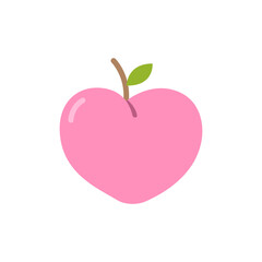 Stylized peach fruit illustration with glossy effect and translucent background