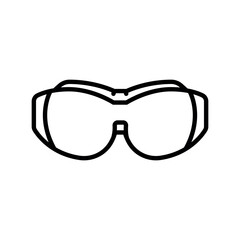 Safety glasses black line icon for digital and print projects.