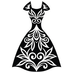 Fashion Designer element isolated floral pattern dress on white background