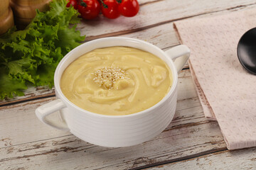 Gourmet cheese soup in the bowl