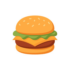 Vector illustration of a burger on a white background. Food theme icon with flat style