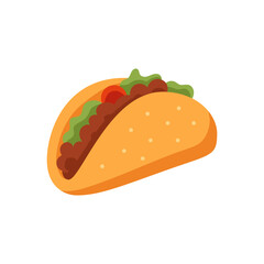 Vector illustration of a taco on a white background. Food theme icon with flat style
