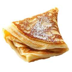 Delicious Crepe png concept. Delicious crepe topped with powdered sugar isolated on a white background