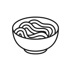 Vector illustration of a bowl of noodle on a white background. Food theme icon with line style