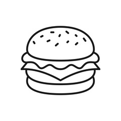 Vector illustration of a burger on a white background. Food theme icon with line style