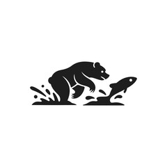 Bear Catching Fish Icon