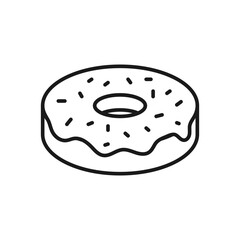 Vector illustration of a donut on a white background. Food theme icon with line style