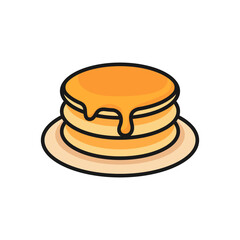 Vector illustration of a pancake on a white background. Food theme icon with solid line style