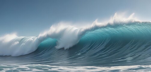 Abstract blue ocean waves, white foam, sunlight gleam,  surf,  power