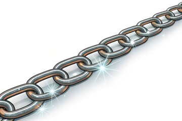 Obraz premium Strong metal chain with shiny silver links isolated on white