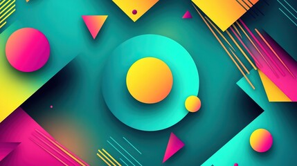 Obraz premium Vibrant Geometric Abstract Art featuring Bold Colors and Shapes for Modern Design Projects