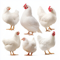 Fototapeta premium Elegant White Chickens Portrait , isolated on white background png